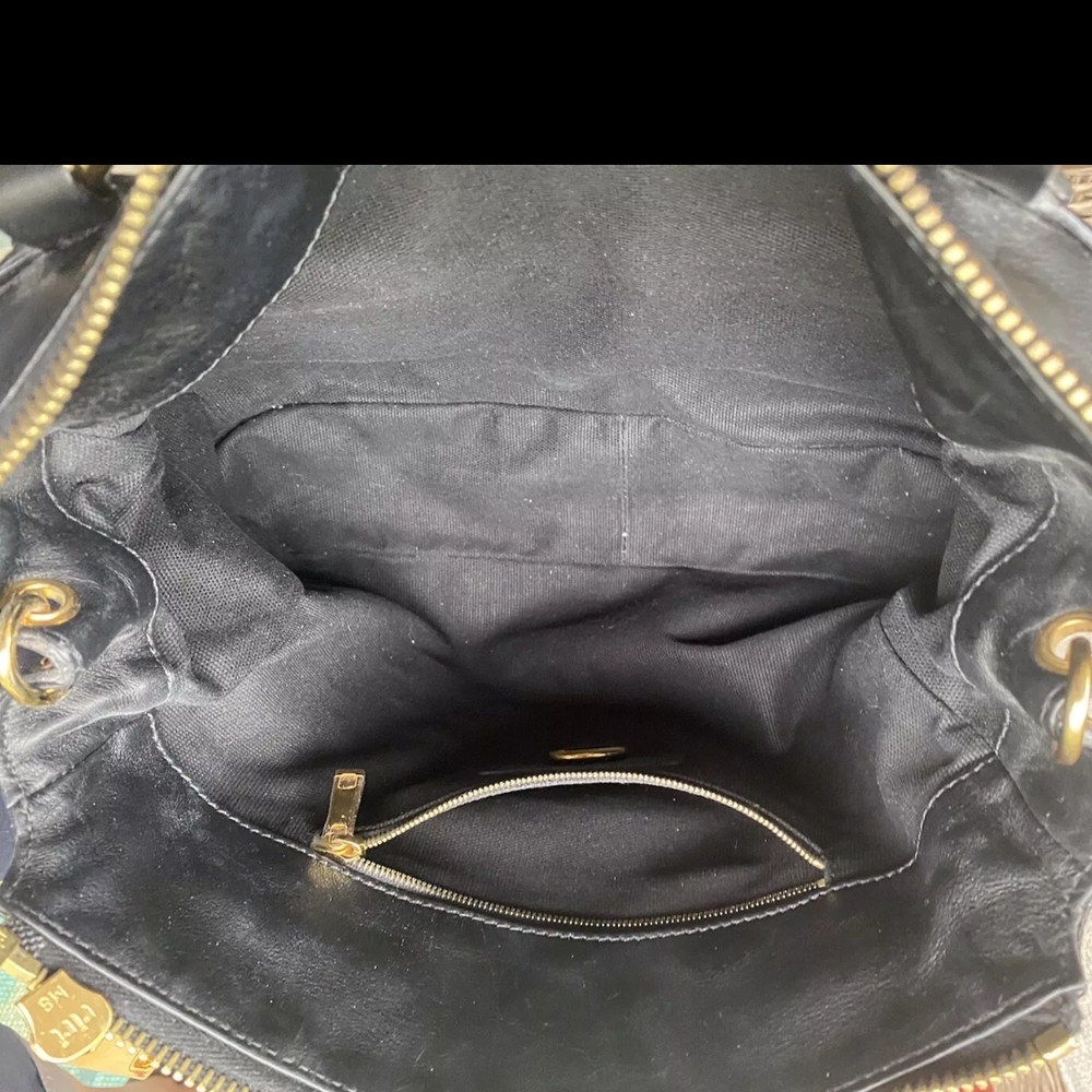 Black Leather Handbag with Gold Accents - Picture 10 of 13